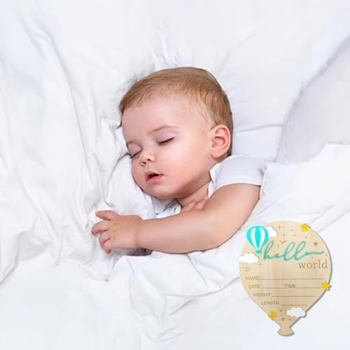 Wooden Hot Air Balloon Baby Announcement Sign - 5.9 Inch