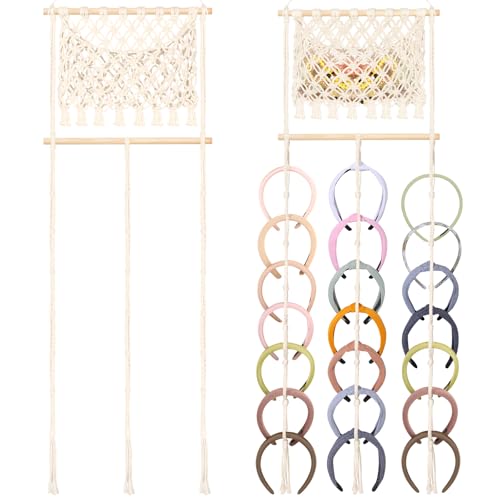 Wall-Mounted Hair Bow Organizer for Women & Girls, Boho Headband Storage