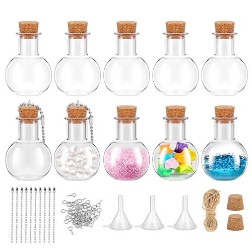10 Pack Mini Plastic Bottles with Corks, 30ml DIY Craft Vials for Party Favors