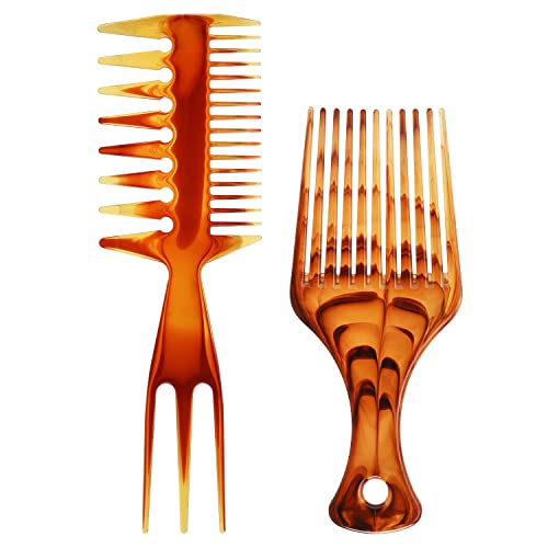 Tbestmax 2 Pcs Hair Comb and Afro Pick Styling Set for Hair Brushes