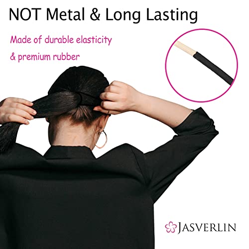 JASVERLIN 5mm Thick Black Hair Ties 48 Pack, No Damage Durable Ponytail Holders