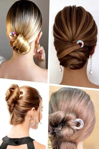 French U-Shaped Hair Pins 4 Pack - Tortoiseshell Updo Styling Accessories