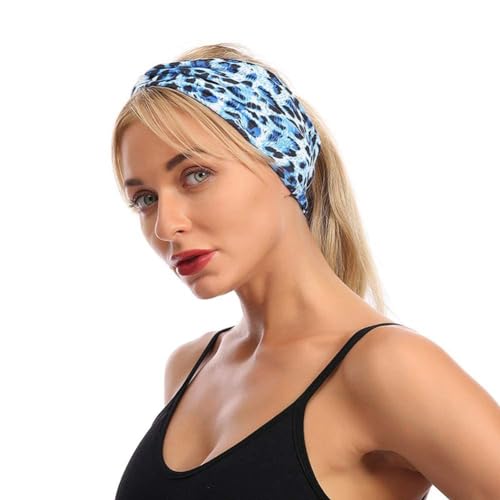 Purple Leopard Print Cross Elastic Headband for Women Gym Hair