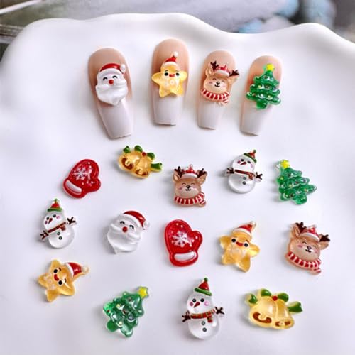100-Piece 3D Christmas Nail Charms Resin Holiday Nail Art Gems Kit