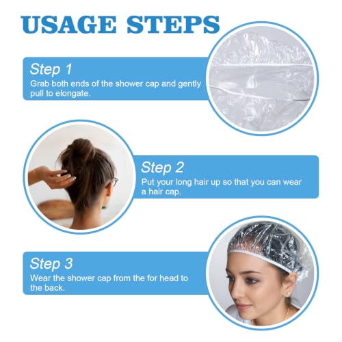 Lagincig 100PCS Disposable Shower Caps for Long Hair Waterproof Plastic