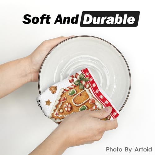 Gingerbread Candy Christmas Kitchen Towels Set of 2 - 18x26 Inch