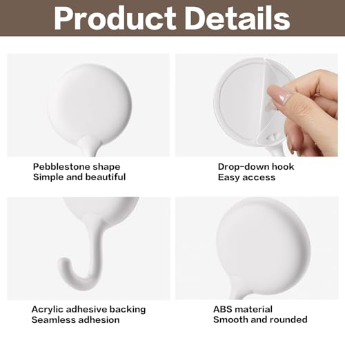 Self-Adhesive Hooks - No Drill Removable Wall Hooks for Home