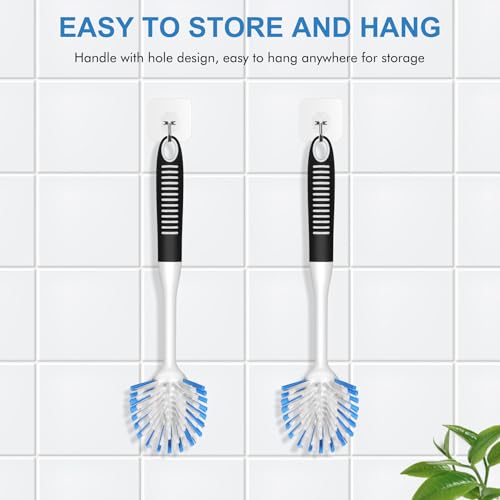 SetSail Dish Brush Set - 2 Pack with Built-In Scraper & Non-Slip Handle