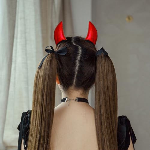 WLBON Red Devil Horns Hair Clips 3 Pairs Halloween Vampire Costume Barrette