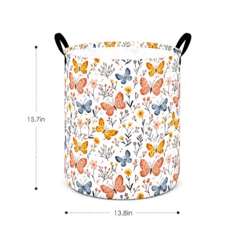 Collapsible Laundry Hamper - Flower Cluster Print Storage Basket, 19.7"