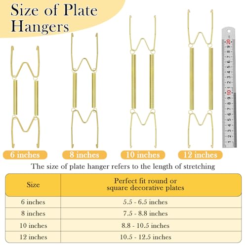 ROADPLUM 7-Pack Gold Plate Hangers for Wall Display, Invisible Spring Holders