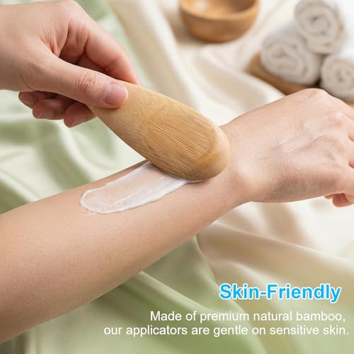 Lekgavd 2 Pcs Bamboo Deodorant Cream Applicators and Makeup Spatulas