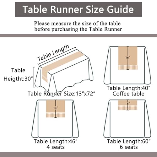 Brown Burlap Boho Table Runner 12 x 108 Inches with Tassels for Rustic Home Decor
