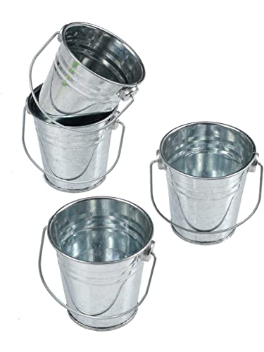 Mini Metal Buckets with Handles, 2.5-Inch Party Favors (Pack of 12)