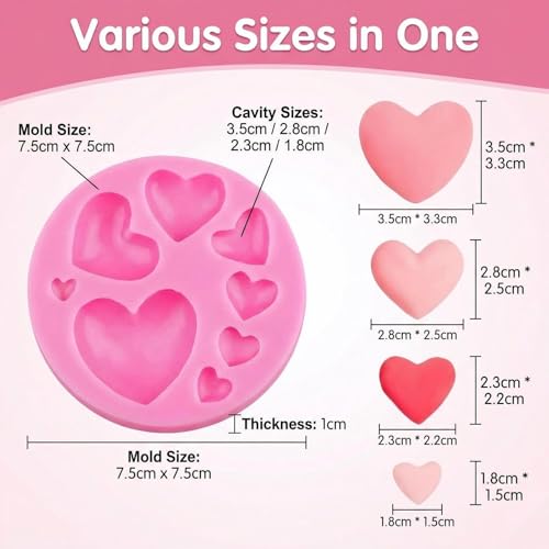 Heart Silicone Molds Set - 2PCS for Chocolate, Cake & Jelly