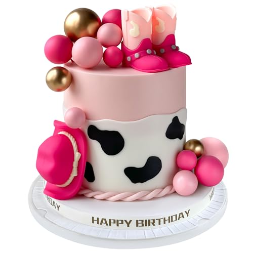 Pink Cowgirl Cake Topper Set - 16PCS Western Hat & Boot Decor