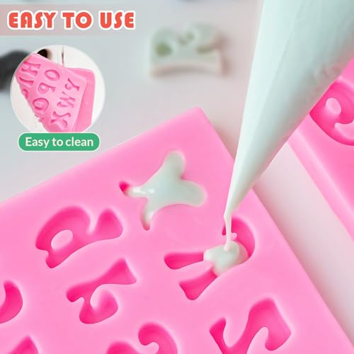 Alphabet & Number Silicone Molds for Chocolate & Fondant - 4PCS Set