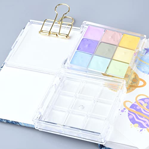 9-Well Clear Plastic Paint Storage Palette Box for Travel