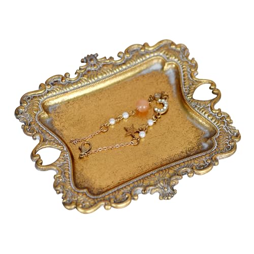 Gold Ring Holder Jewelry Dish - Elegant Trinket Tray for Rings