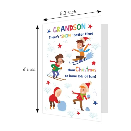 Ogeby Skating Themed Christmas Card for Grandson - Merry Holidays