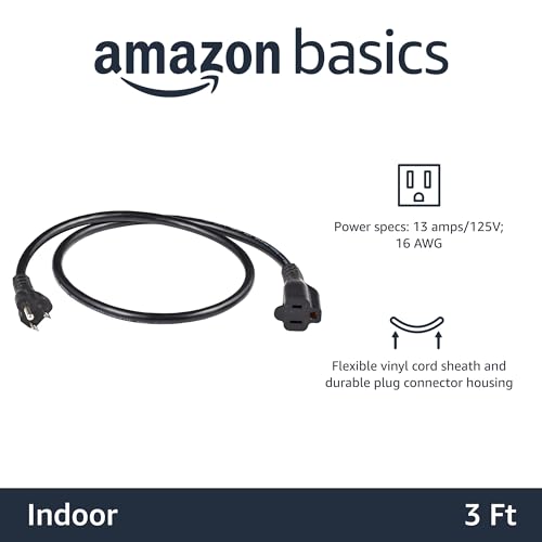 3-Foot Amazon Basics Extension Cord - 13 Amps, Indoor Use