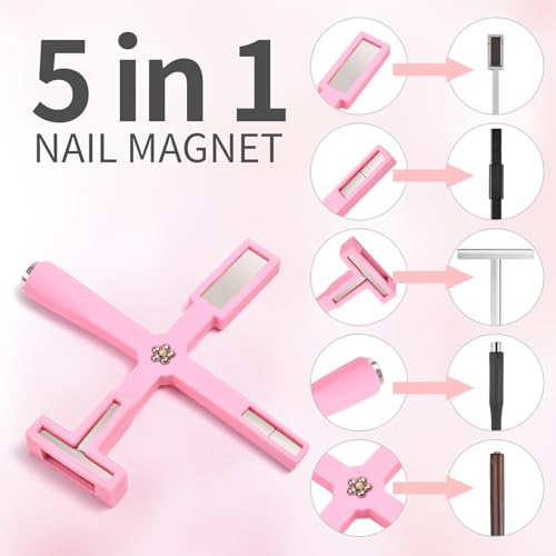 KAZIPOP 9-Piece Cat Eye Nail Art Magnet Set - Multifunctional Magnetic Wand & Sticks