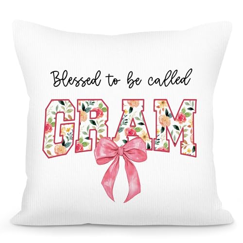 Gram Throw Pillow Cover 18x18 - Cozy Polyester Case for Grandma
