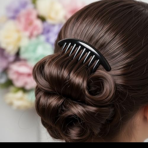3 Pcs French Twist Hair Combs 7-Tooth Plastic Side Combs Black Brown