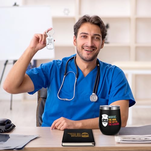 Nurse Appreciation Gifts for Men - Set with Tumbler, Socks, Keychain, Notebook - Variation of Nurse
