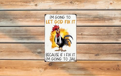 WSUPBPR Chicken G Funny Christian Gift Tin Sign for Farmhouse Kitchen Decor 8x12 in