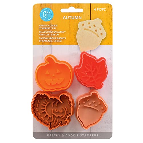 Holiday Cookie Stamp Set with Assorted Designs - 4 Piece Baking Cutters