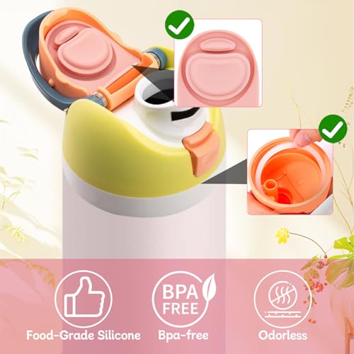 4 Sets Replacement Stopper and Ring Compatible with Owala FreeSip 24oz 32oz,Water Bottle Top Gasket Lid for Owala 16/19/24/32/40oz Seal Bottle Mouth Cap Stopper Silicone Parts Accessories (Pink)