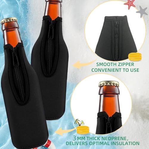 Hufopik 3-Pack Neoprene Beer Bottle Insulated Sleeves, 7.1 x 2.2 Inch Black