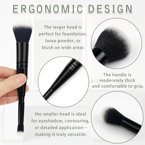 Complexion Duo Brush Dual-Ended Makeup Brush for Foundation and Concealer