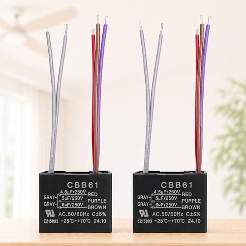 Podoy CBB61 Ceiling Fan Capacitor Replacement 4.5uF-6uF 5 Wire