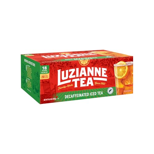 Luzianne Unsweetened Decaffeinated Iced Tea Bags, Gallon Size, 18 Count
