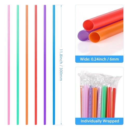 100 Pcs Colorful Disposable Straws for 40 OZ Tumblers - 12" Long