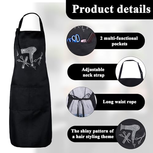 XLIUAX Adjustable Hair Stylist Apron with Rhinestones & Pockets