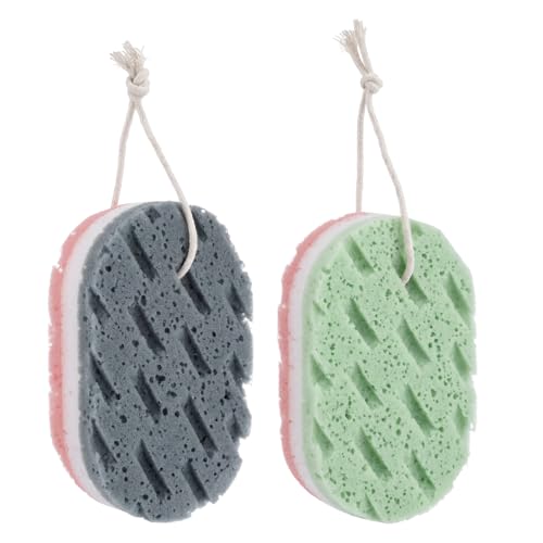 Exircy 3-Layer Exfoliating Bath Sponges - Soft Body Scrubber 2-Pack
