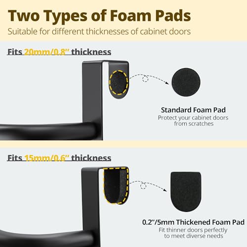 SAYAYO 10-Inch Kitchen Towel Holder for Cabinet Door with 2 Hooks, Matte Black