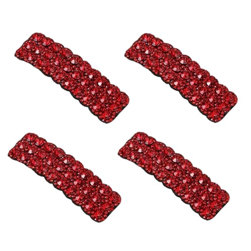 SelHeng Red Rhinestone Hair Clips Set of 4 Luxury Korean Hair Barrettes