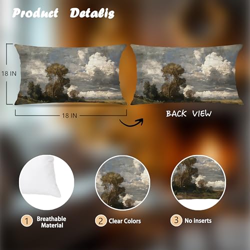 Rustic Farmhouse Landscape Pillow Cover 12x20 - Flannel Warm Decor Color-1