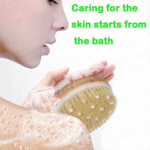 Natural Bristle Dry Body Brush for Exfoliation and Lymphatic Drainage