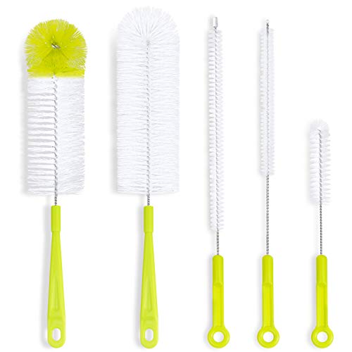 HIWARE Bottle Cleaning Brush Set - 5 Pack for Beer & Sports Bottles
