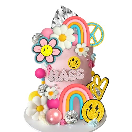 25 Pcs Boho Rainbow & Flower Cake Toppers for Birthday & Party Decor