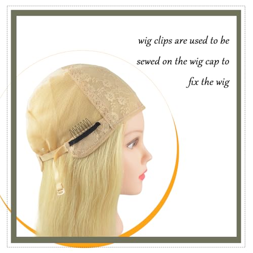 24 Pcs 7-Teeth Wig Combs Black - Secure Metal Wig Clips for Making Caps
