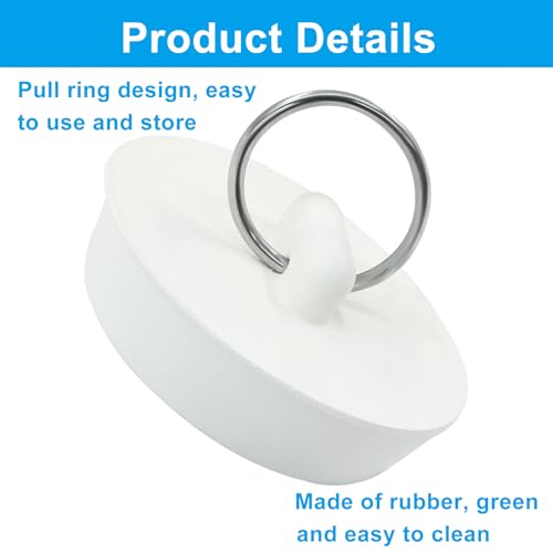 2 Pack 1-5/8 Inch Rubber Drain Stopper for Bathtubs - Odor Control & Leak Proof Seal