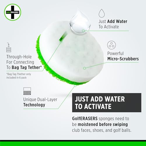 GolfERASERS Dual-Sided Cleaning Sponges - 12 Pack Refill for Golf Gear