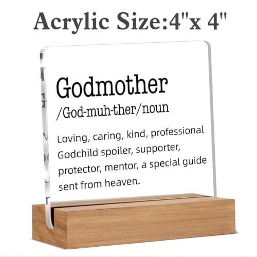 Godmother Definition Acrylic Sign | 4x4 Inch Desk Decor Gift