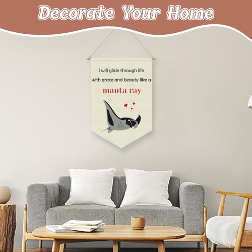 Ocean Animal Wall Banner Linen Hanging Flag for Kids Room and Playroom Decor